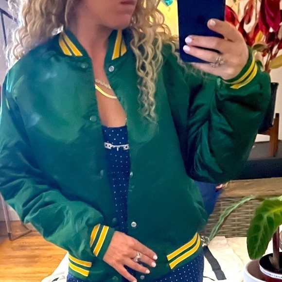 Medium satin varsity jacket vintage GREEN BAY PACKERS NFL starter coat retro 90s